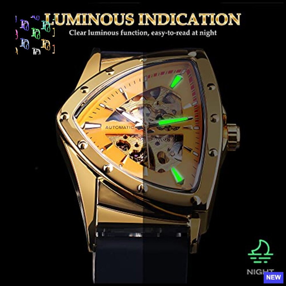 Automatic Mechanical Skeleton Watch With Triangle… - image 6